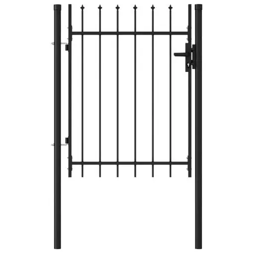 vidaXL Fence Gate Single Door with Spike Top Steel 1×1.2 m Black