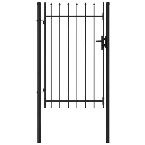 vidaXL Fence Gate Single Door with Spike Top Steel 1×1.5 m Black