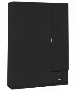 vidaXL 3-Door Wardrobe Black 120x50x180 cm Chipboard