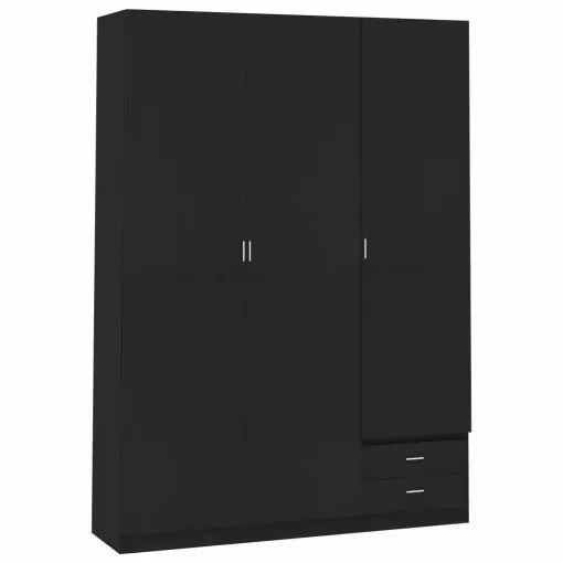 vidaXL 3-Door Wardrobe Black 120x50x180 cm Chipboard