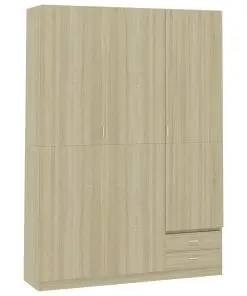 vidaXL 3-Door Wardrobe Sonoma Oak 120x50x180 cm Chipboard