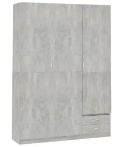 vidaXL 3-Door Wardrobe Concrete Grey 120x50x180 cm Chipboard