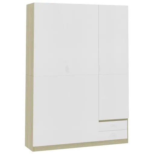 vidaXL 3-Door Wardrobe White and Sonoma Oak 120x50x180 cm Chipboard
