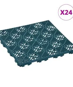 vidaXL Garden Tiles 24 pcs Green 29×29 cm Plastic