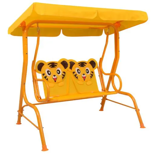 vidaXL Kids Swing Bench Yellow 115x75x110 cm Fabric