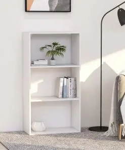 vidaXL 3-Tier Book Cabinet White 60x30x114 cm Chipboard