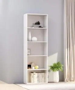 vidaXL 5-Tier Book Cabinet High Gloss White 60x30x189 cm Chipboard