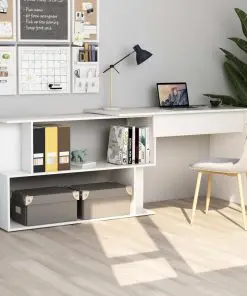 vidaXL Corner Desk White 200x50x76 cm Chipboard