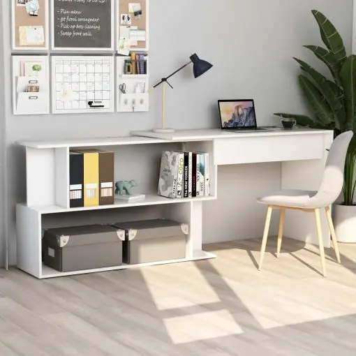 vidaXL Corner Desk White 200x50x76 cm Chipboard