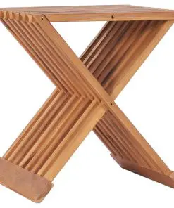 vidaXL Folding Stool 40x32x45 cm Solid Teak Wood