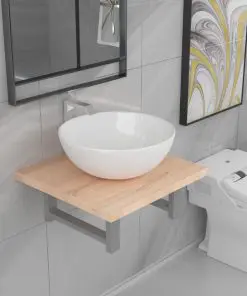 vidaXL Two Piece Bathroom Furniture Set Ceramic Oak