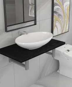 vidaXL Two Piece Bathroom Furniture Set Ceramic Black