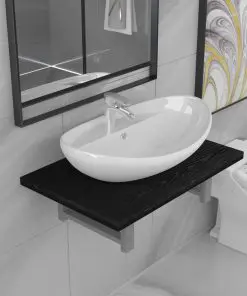vidaXL Two Piece Bathroom Furniture Set Ceramic Black