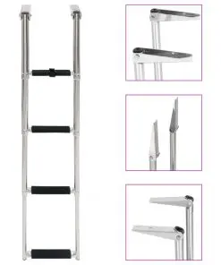 vidaXL Folding Boarding Ladder 4-step Stainless Steel