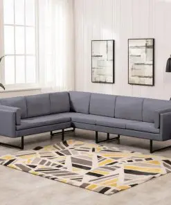 vidaXL Corner Sofa Light Grey Fabric