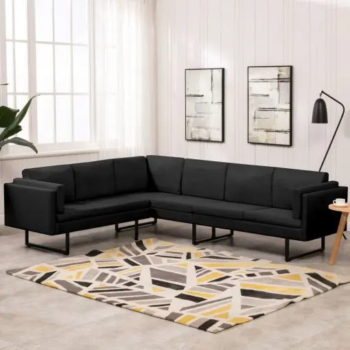vidaXL Corner Sofa Black Fabric