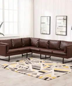 vidaXL Corner Sofa Faux Leather Brown