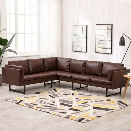 vidaXL Corner Sofa Faux Leather Brown
