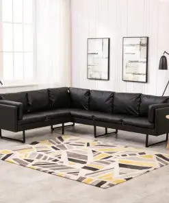 vidaXL Corner Sofa Faux Leather Black