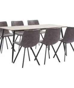 vidaXL 7 Piece Dining Set Brown Faux Leather