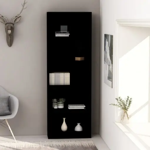 vidaXL 5-Tier Book Cabinet Black 60x24x175 cm Chipboard