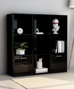 vidaXL Book Cabinet High Gloss Black 98x30x98 cm Chipboard