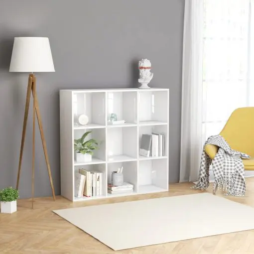 vidaXL Book Cabinet High Gloss White 98x30x98 cm Chipboard