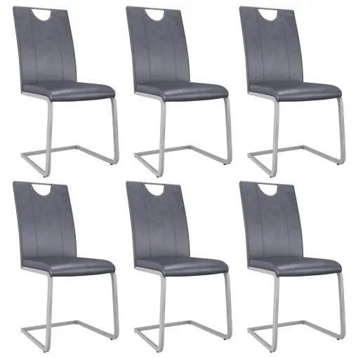 vidaXL Dining Chairs 6 pcs Suede Grey Faux Leather