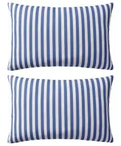 vidaXL Outdoor Pillows 2 pcs Stripe Print 60×40 cm Navy