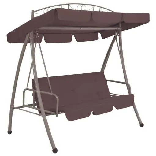 43242 vidaXL Outdoor Convertible Swing Bench with Canopy Coffee