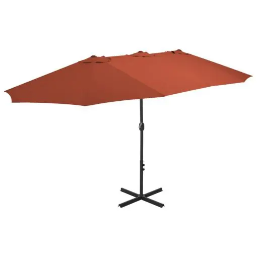 vidaXL Outdoor Parasol with Aluminium Pole 460×270 cm Terracotta