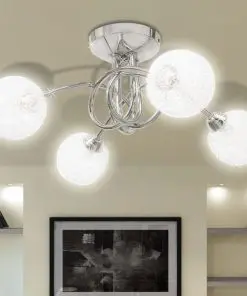 Ceiling Lamp with Mesh Wire Shades for 4 G9 Bulbs
