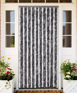vidaXL Insect Curtain Grey and White 90×220 cm Chenille