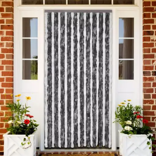 vidaXL Insect Curtain Grey and White 90×220 cm Chenille