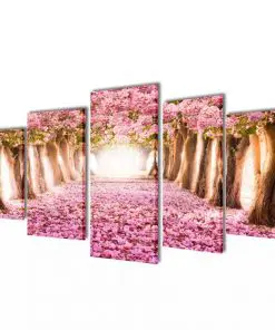 Canvas Wall Print Set Cherry Blossom 100 x 50 cm