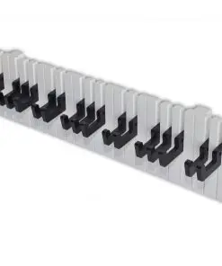 Piano Keyboard Design Wall-mounted Coat Rack with 16 Black Hooks