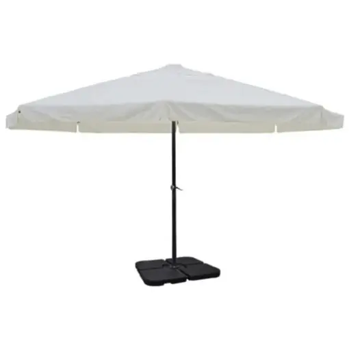 vidaXL Aluminium Umbrella with Portable Base White
