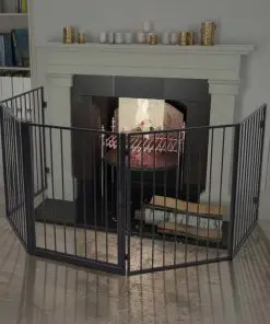 vidaXL Pet Fireplace Fence Steel Black