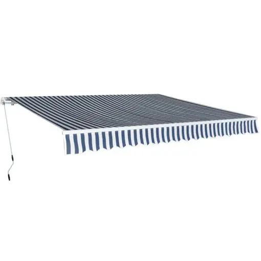 vidaXL Folding Awning Manual-Operated 400 cm Blue and White