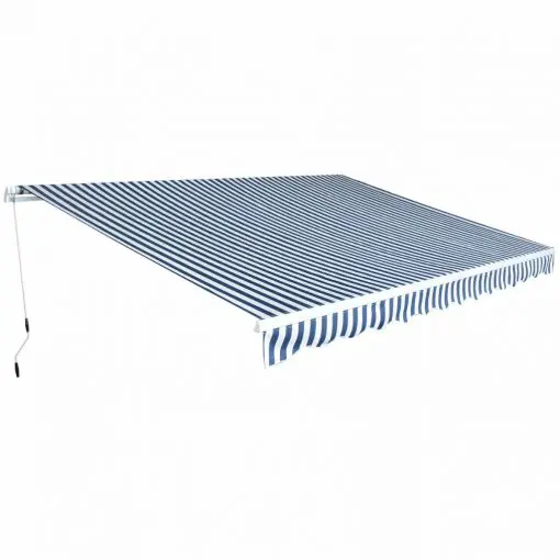 vidaXL Folding Awning Manual-Operated 450 cm Blue and White