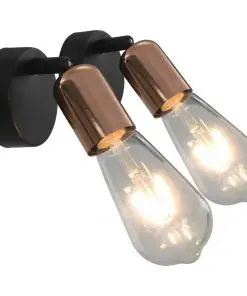 vidaXL Spot Lights 2 pcs with Filament Bulbs 2 W Black and Copper E27