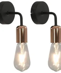 vidaXL Wall Lights 2 pcs with Filament Bulbs 2 W Black and Copper E27