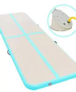 vidaXL Inflatable Gymnastics Mat with Pump 400x100x10 cm PVC Green