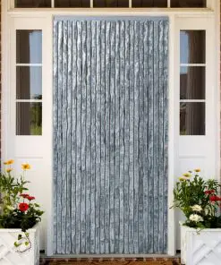 vidaXL Insect Curtain White and Grey 90×220 cm Chenille