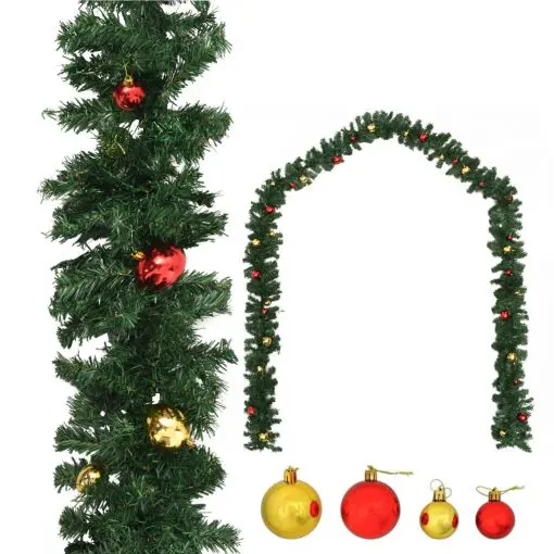 vidaXL Christmas Garland Decorated with Baubles 20 m