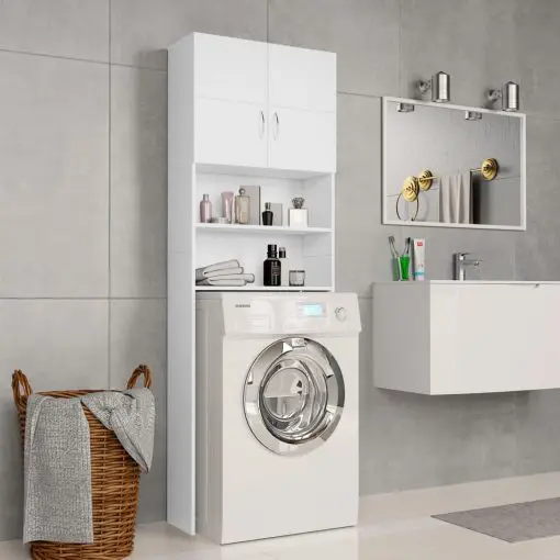 vidaXL Washing Machine Cabinet White 64×25.5×190 cm Chipboard