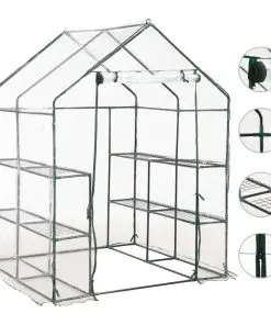 vidaXL Greenhouse with 8 Shelves 143x143x195 cm