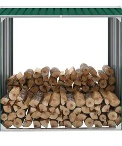 vidaXL Log Storage Shed Galvanised Steel 172x91x154 cm Green