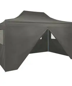 vidaXL Professional Folding Party Tent with 4 Sidewalls 3×4 m Steel Anthracite