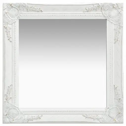 vidaXL Wall Mirror Baroque Style 50×50 cm White